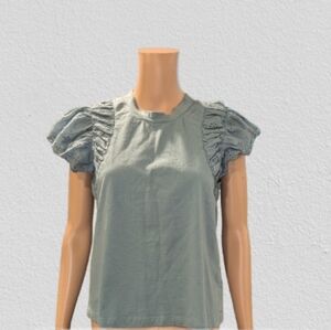 Othilia Effie Ruffled Anthropologie green top size small